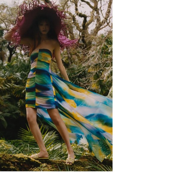 Anthropologie Vineet Bahl Blurred Sheer Mini Train Dress SIZE S new nwt - Picture 2 of 9